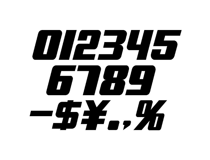 Original number font (0-9) / Italic and stylish