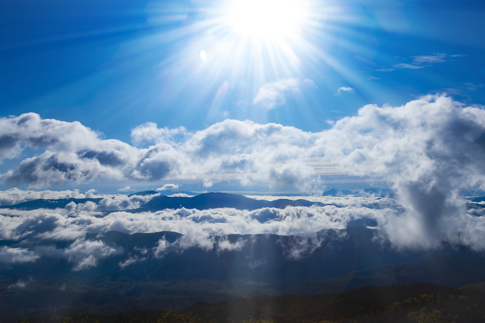 Norikura mountain range and the sun