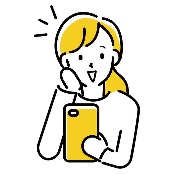 standard conveying People Illustration smiling and happy operating a smartphone 30's 20's female