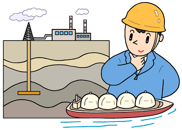 Illustration of energy issues - Underground resource development, underground gas field, LNG, liquid natural gas