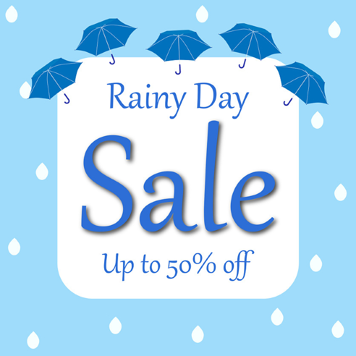 Cute rainy day discount for umbrellas and droplets