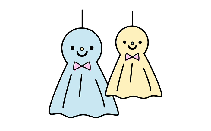 Cute Vector Character Illustration of Teru Teru bozu, a parent and child, perfect for the icon of rainy season and June.
