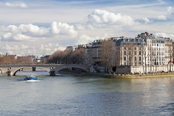 Paris, France view of Seine river and Pont Louis Philippe in Paris