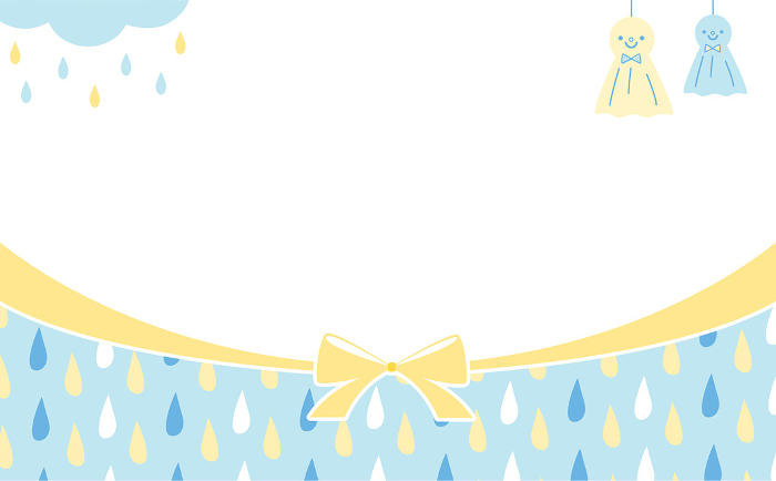 Pop and cute droplet pattern and ribbon frame design background for rainy season and summer campaign