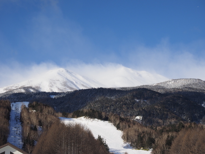 Scenery of ski slopes and Mt. Norikura