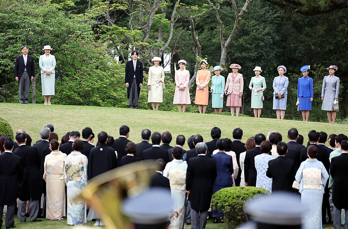 2024 Spring Garden Party Their Majesties the Emperor and Empress, their eldest daughter Aiko, Prince and Princess Akishino, their second daughter Kako, and members of the Imperial Family attend the Spring Garden Party at Akasaka Palace in Minato Ward, Tokyo, April 23, 2024, 2:21 p.m. Photo by Kentaro Ikushima