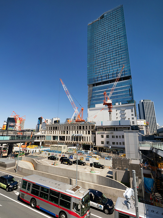 Shibuya Station South Exit redevelopment construction site, Tokyo Taken April 10, 2024.