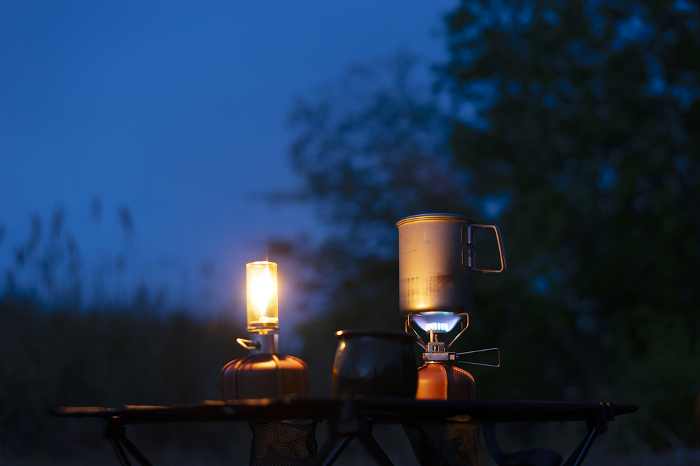 Encampment night Gas burner and gas lantern