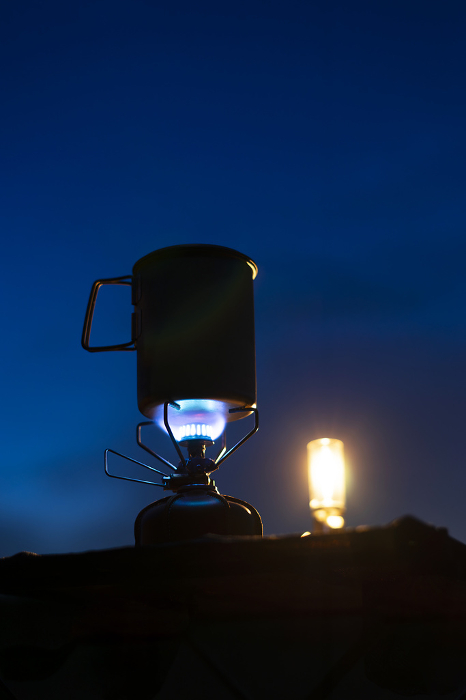 Camping night Gas burner and gas lantern