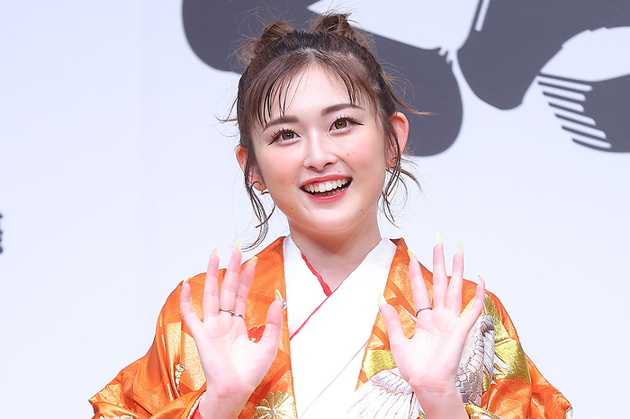 Press Conference on Business Strategy for Kura Sushi Model Yuna Furukawa a.k.a.  Yuuchami  attends the press conference for Kura Sushi s global flagship restaurant in Ginza, Tokyo, as a guest speaker, April 24, 2024.  Photo by Pasya AFLO 