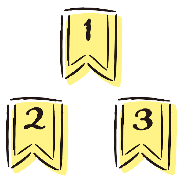 Set of simple and stylish flag-shaped ranking parts (yellow)