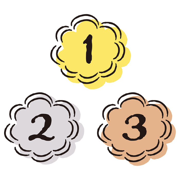 Set of simple and stylish flower-shaped ranking parts (color)