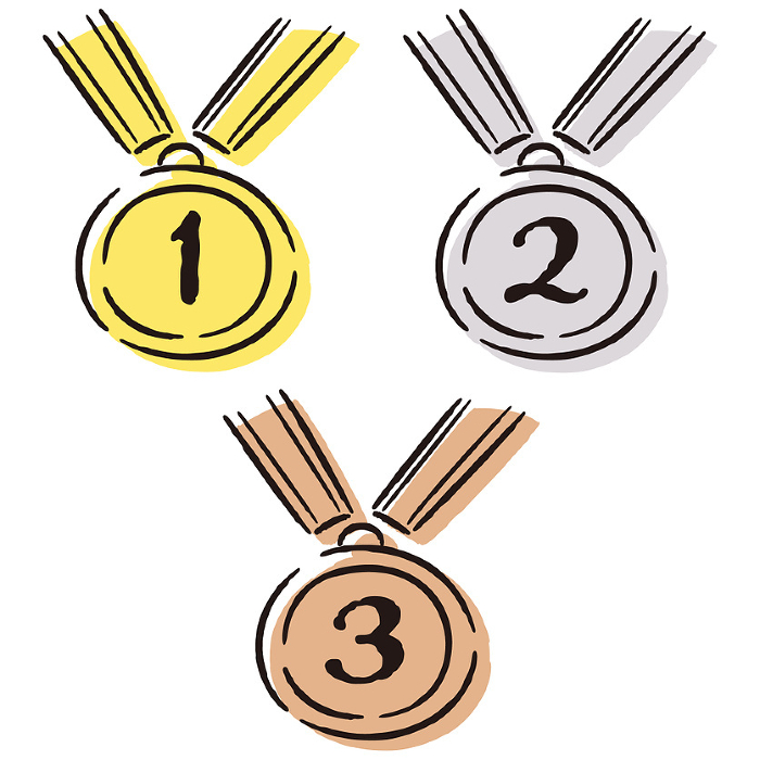 Set of simple and stylish medal-shaped ranking parts (color)