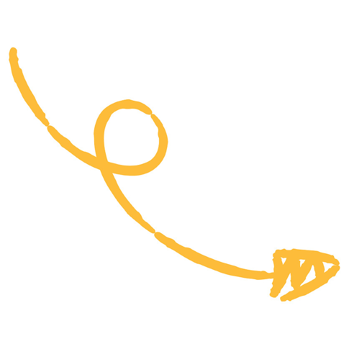 Illustration of a curved hand-drawn arrow (color)
