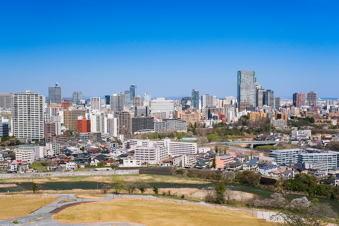 View of Sendai City from the ruins of Sendai Castle, Sendai City, Miyagi Prefecture