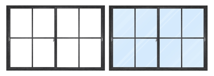 Wooden black window frame B set