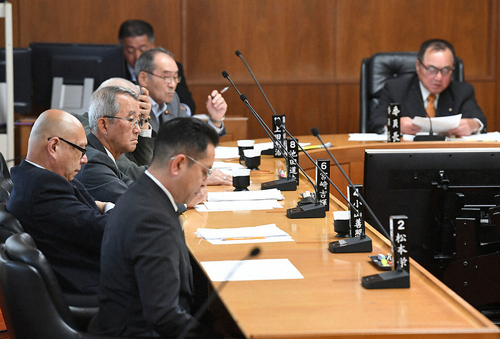 Genkai Town Council members at a meeting of the Special Committee on Nuclear Energy Measures Genkai Town Council members at a meeting of the Special Committee on Nuclear Energy Measures in Genkai Town, Saga Prefecture, Japan, April 25, 2024, 10:01 a.m. Photo by Tomotake Yagashira