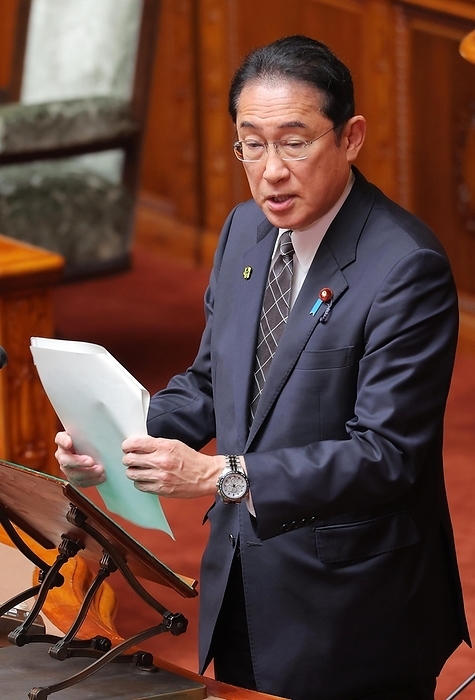 Plenary Session of the House of Councillors Prime Minister Fumio Kishida giving his answer at a plenary session of the House of Councillors