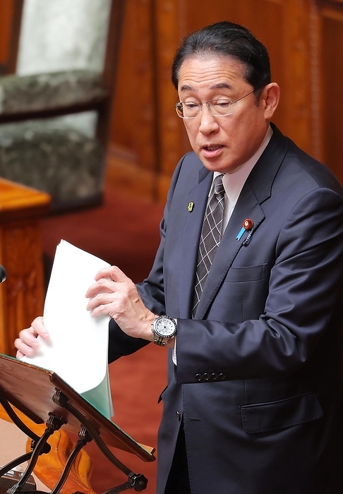Plenary Session of the House of Councillors Prime Minister Fumio Kishida giving his answer at a plenary session of the House of Councillors