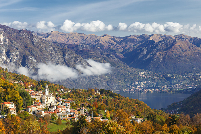 Ramponio Verna village in a autumn time. Lugano lake, Intelvi valley (val d'Intelvi), Como province, Lombardy, Italy, Europe