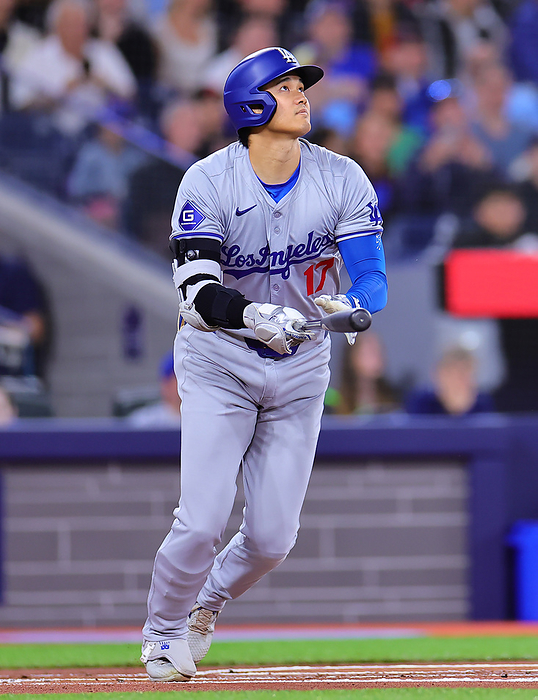2024 MLB Otani hits No. 7 solo home run  Blue Jays Dodgers Otani gives up a solo shot in the first inning  photo by Takahiro Mitsuyama .