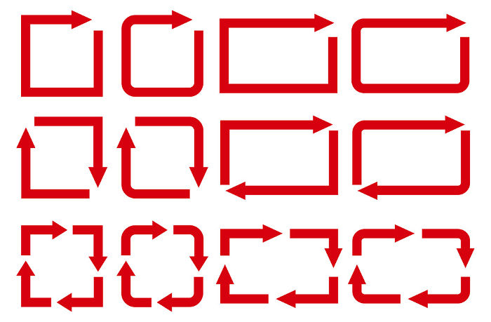 Circular Circle Square Arrowhead Set/Red