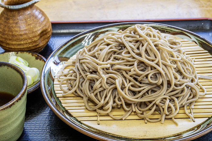 zaru soba (soba served on a bamboo draining basket with dipping sauce)