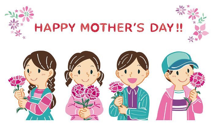 May Mother's Day Clip art of children with carnations