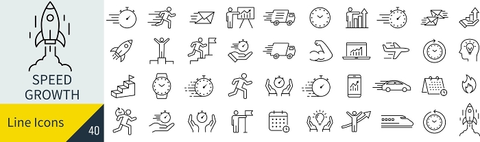 Vector speed and growth icon set