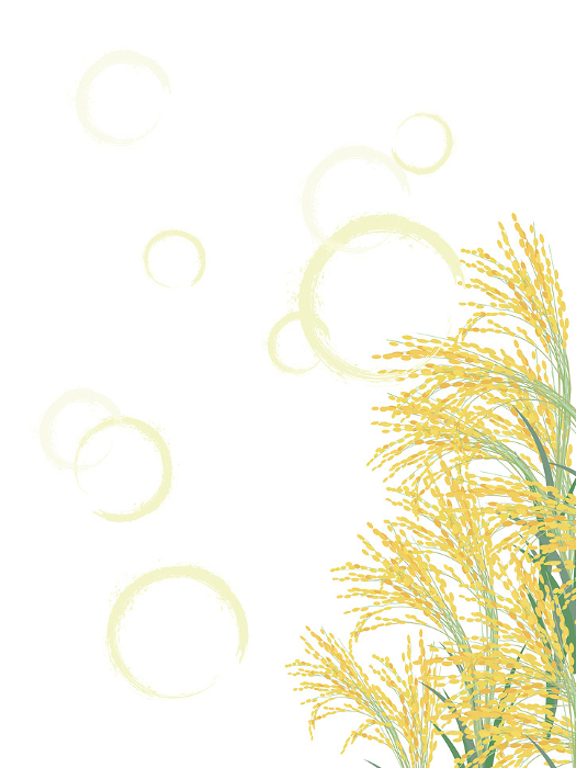 Realistic Ears of Rice Vertical Background with Circle of Brushstrokes
