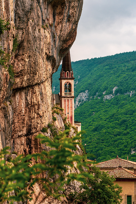 The rock church of the Madonna della Corona on Lake Garda in Italy. The rock church of the Madonna della Corona on Lake Garda in Italy., by Zoonar Bernhard Klar