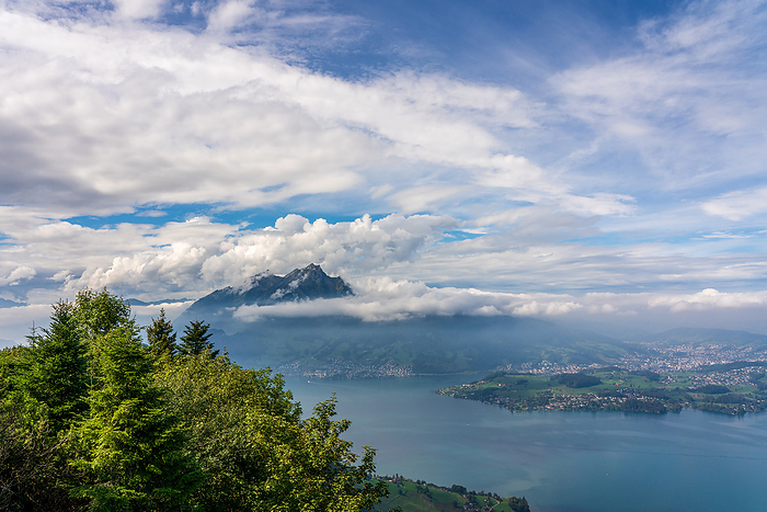 Panoramic view of the mountains at Lake Lucerne in Switzerland. Panoramic view of the mountains at Lake Lucerne in Switzerland., by Zoonar Bernhard Klar