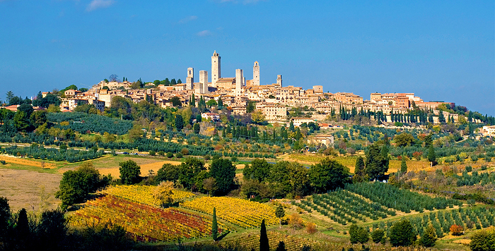 San Gimignano in autumn, gender tower, Tuscany, Italy San Gimignano in autumn, gender tower, Tuscany, Italy, by Zoonar Andreas Malli