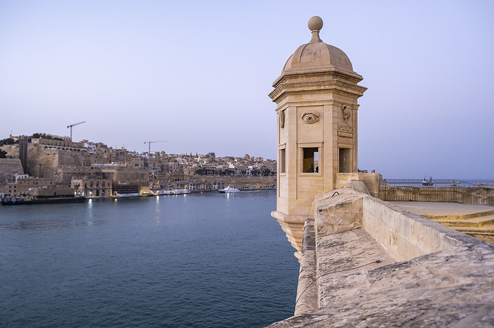 Guardhouse over grand harbour at sunset. Malta Guardhouse over grand harbour at sunset. Malta, by Zoonar Pascopix