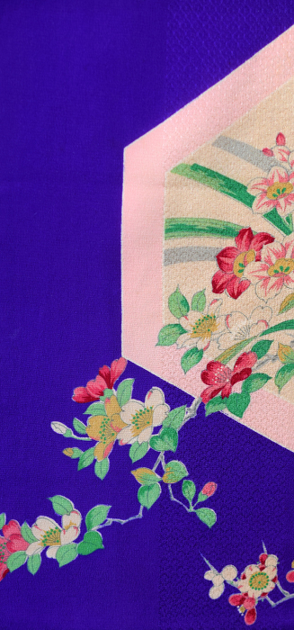 Floral kimono background, kimono fabric background, Japanese fabric frame