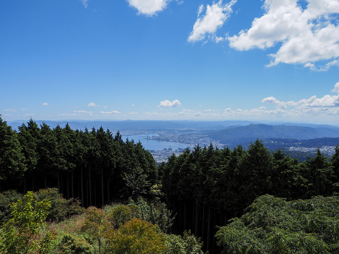 View of Otsu City and Lake Biwa from Hieizan Driveway