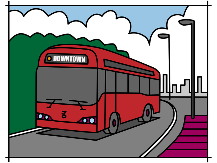 Red buses running from the city to the suburbs