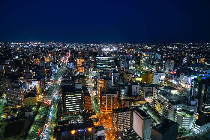 Night view of Sendai from the observation terrace, AER Building, Sendai City, Miyagi Prefecture