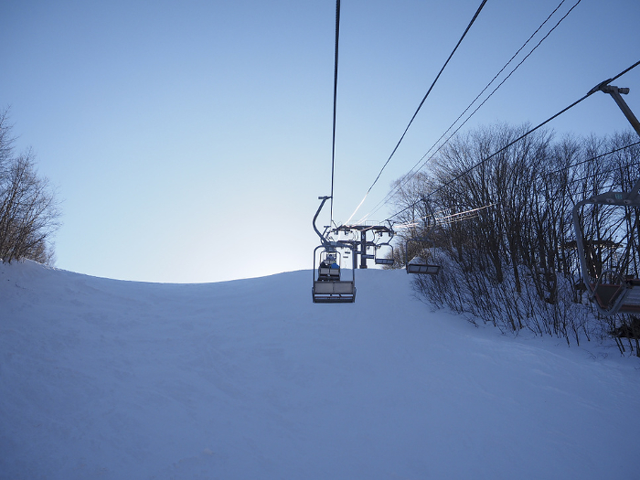 Scenery of ski slopes and ski lifts