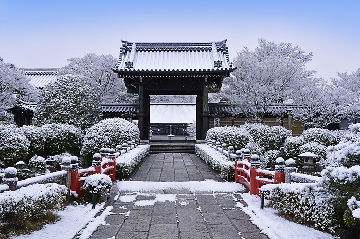 Myoumanji Temple in snowy scenery Kyoto City, Kyoto Prefecture Myoman ji Temple with powdery snow