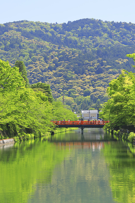 Fresh Greenery and Keiryu Bridge along Okazaki Sosui Canal, Kyoto
