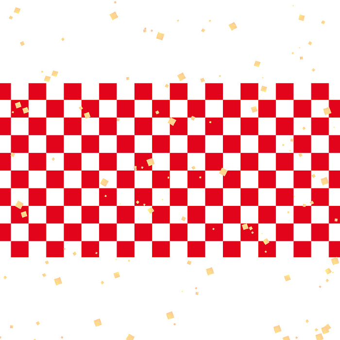 Clip art background of red and white checkered pattern with gold leaf.