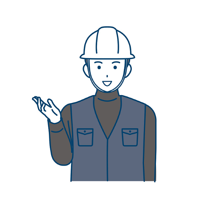 Illustration of a man talking and explaining carpentry and earthwork