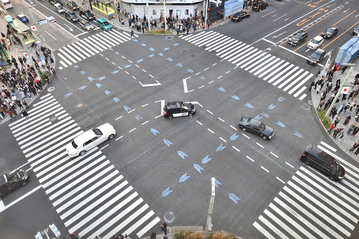 Overhead view of Ginza 4-chome intersection