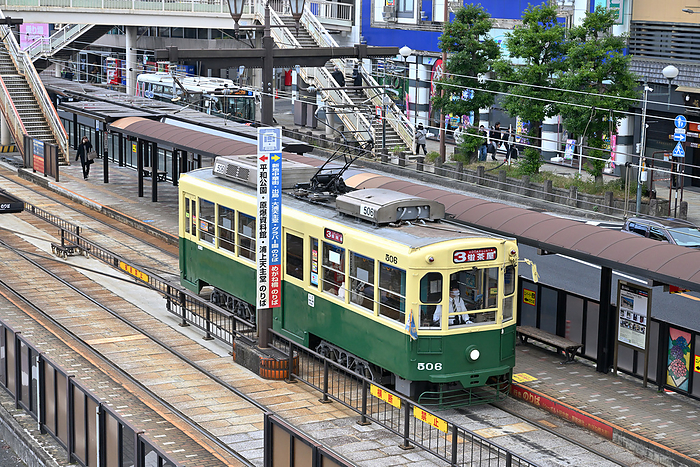Type 500 Tramway Stopped at Nagasaki Electric Railway Station, Nagasaki Pref. Taken at Nagasaki Station stop