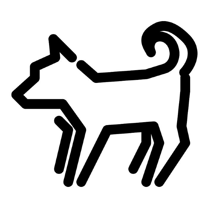 Line style icons representing the twelve Chinese zodiac signs, dog and dog