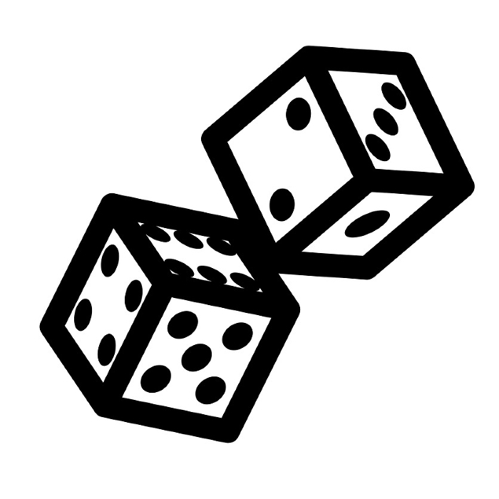 Dice, line style icon representing two pieces