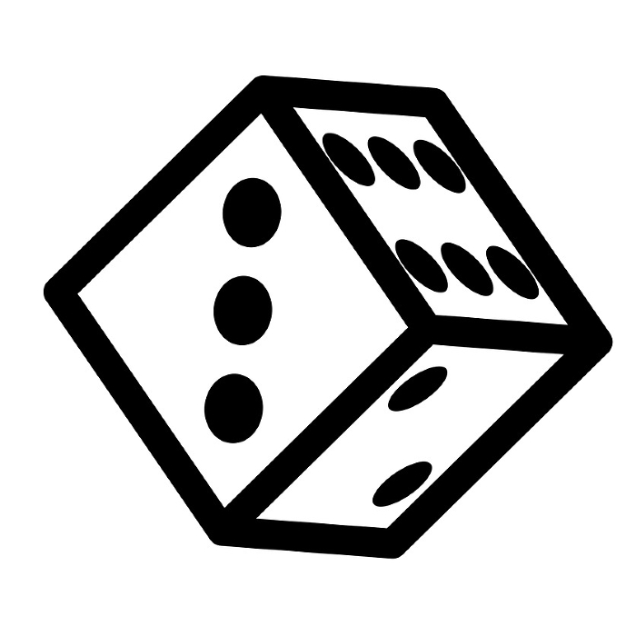Line style icons representing dice
