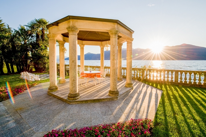 Pavilion at sunset at Lake Maggiore