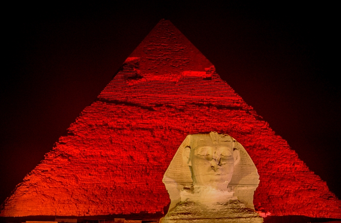 Sphinx with pyramid of Gizeh, Egypt